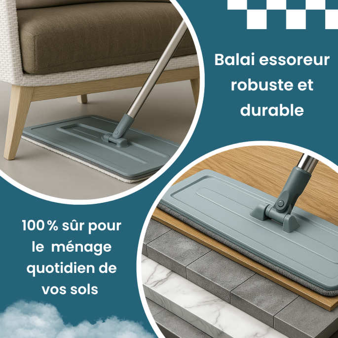 Balai Brosse Tête Rectangulaire - VENTEO - Balai DUO MOP CLEANER Manche Alu Blanc Adulte Pour Tous Types De Sol Parquet Carrelage Lino Balai Brosse Tête Rectangulaire - VENTEO - Balai DUO MOP CLEANER Manche Alu Blanc Adulte Pour Tous Types De Sol Parquet Carrelage Lino