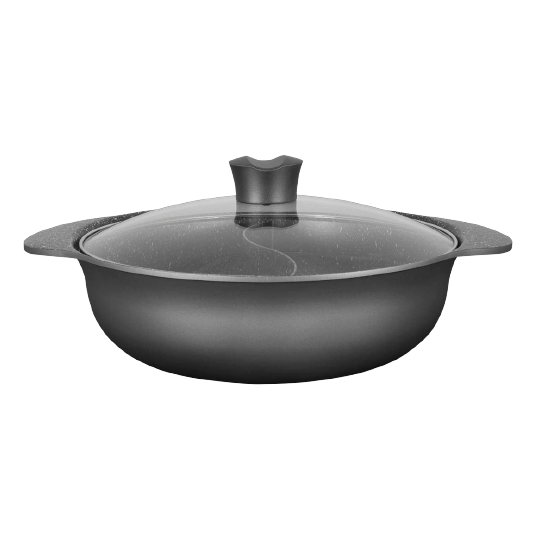 KitchenPro - Sauteuse granit avec couvercle - Diamètre 24cm